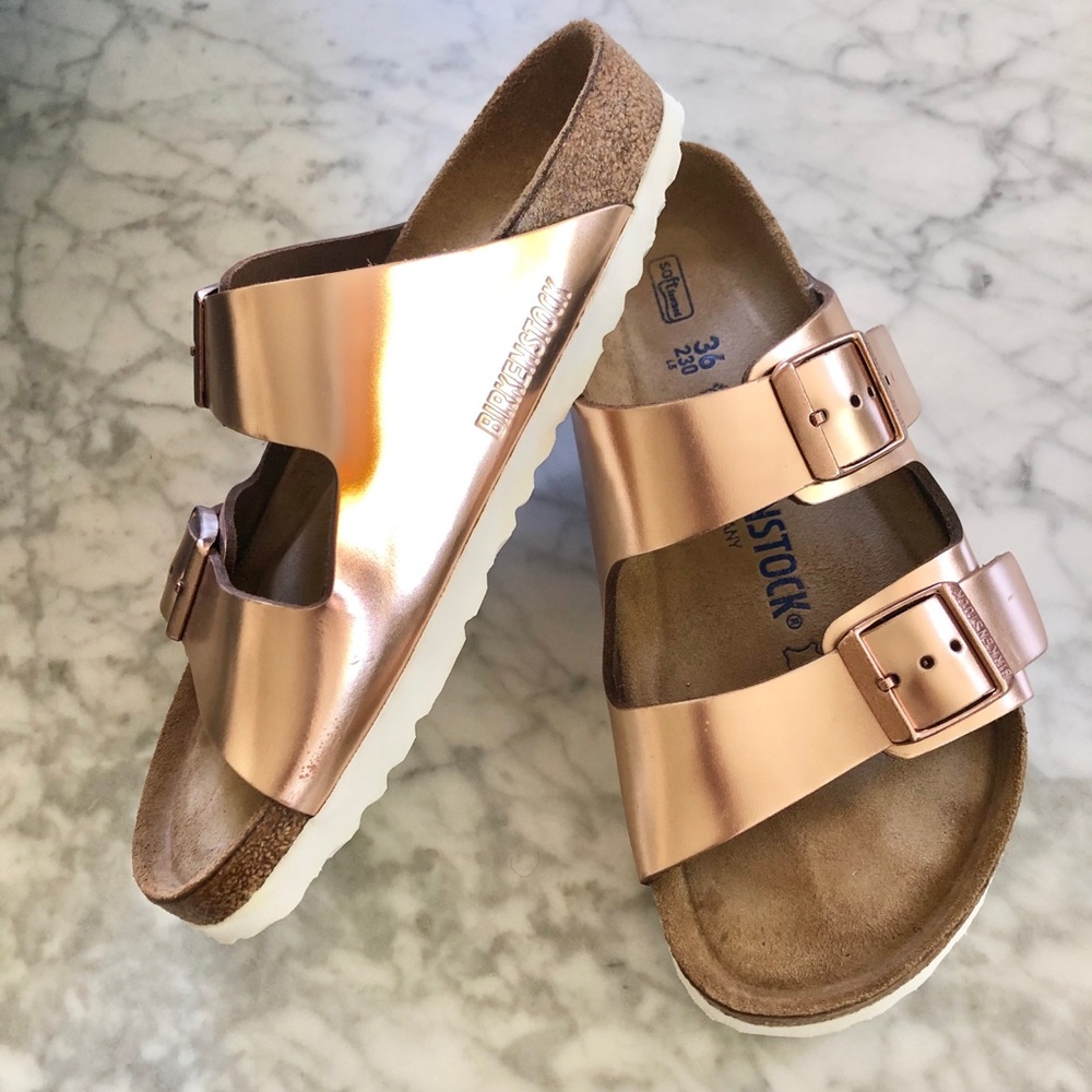 Birkenstock Arizona sandal- copper/Rose Gold 36